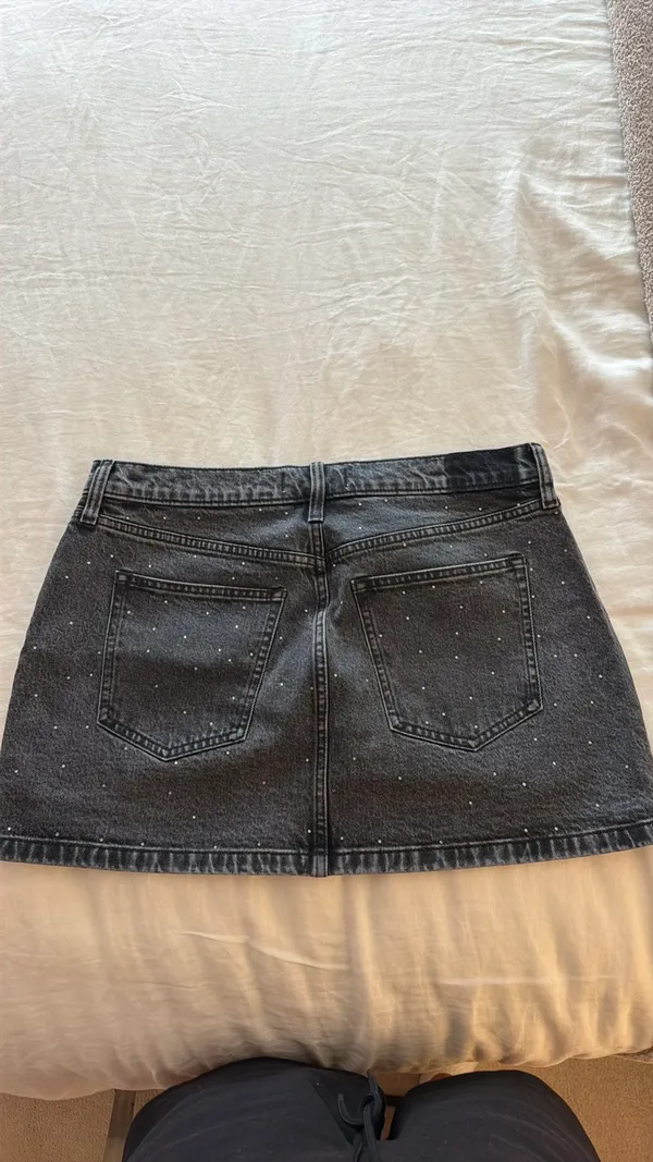 Abercrombie High-Rise Denim Skirt with rhinestones - Image 2