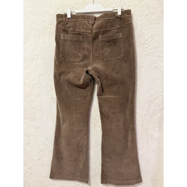 Free People Brown Corduroy Flare Pants Y2K Patch Pocket Boho 70s Style - Image 4