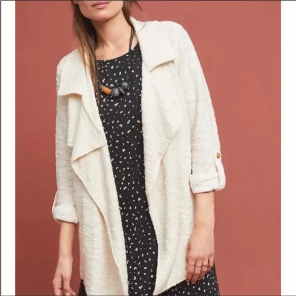 Anthropologie‎ Cream Dolan Left Coast Gwyneth Jacket Size Large Boucle Tweed - Image 5