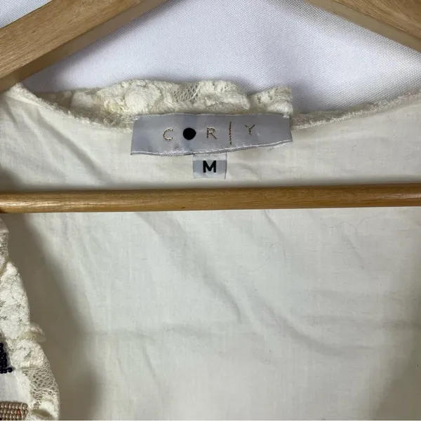 Boutique Cory White Lace‎ Embroidered Scoop Neck Tank Top M - Image 4