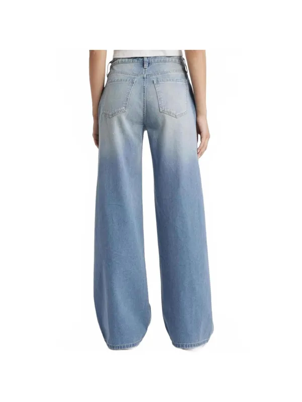 PTCL Foldover High-Waisted Wide Leg Jeans Light Wash Indigo NWT Size 25 - Image 2