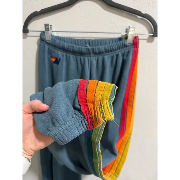 Aviator Nation S 5 Stripe Jogger Sweatpants in Blue - Image 6