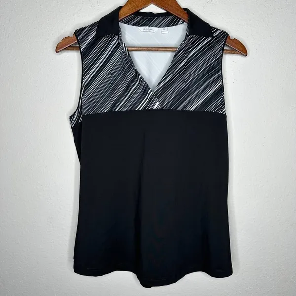Lady‎ Hagen Empower Collection Stripe Yoke Sleeveless Golf Polo Sz M - Image 9