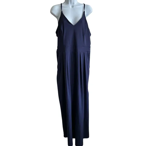 HALARA Jumpsuit XL Petite Breezeful Pocket Wide Leg Quick Dry Navy Blue - Image 2