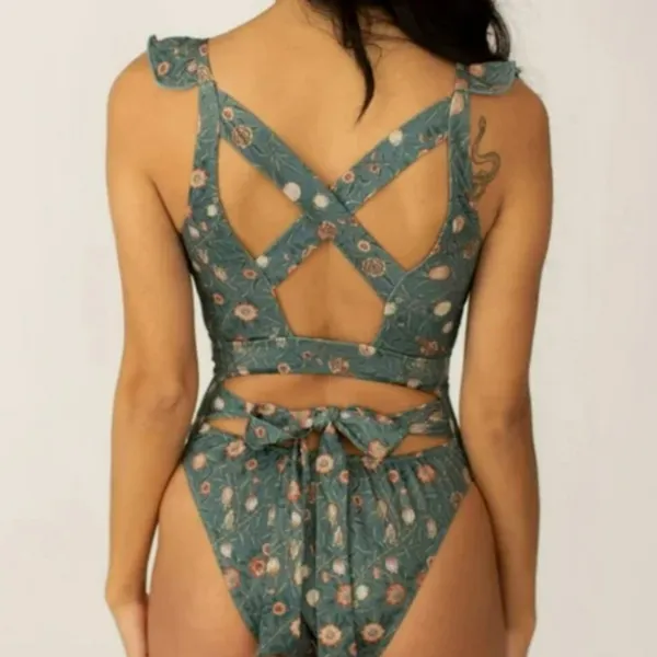 Joyfolie Mia joy Taryn Floral Teal One-Piece Swimsuit - Image 2