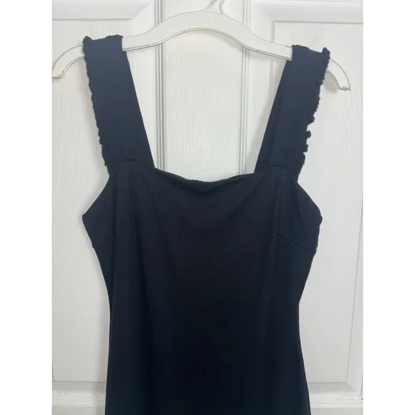 Lulus Persuasion Black Ruffled Bodycon Midi Dress Small Square Neck LBD - Image 5