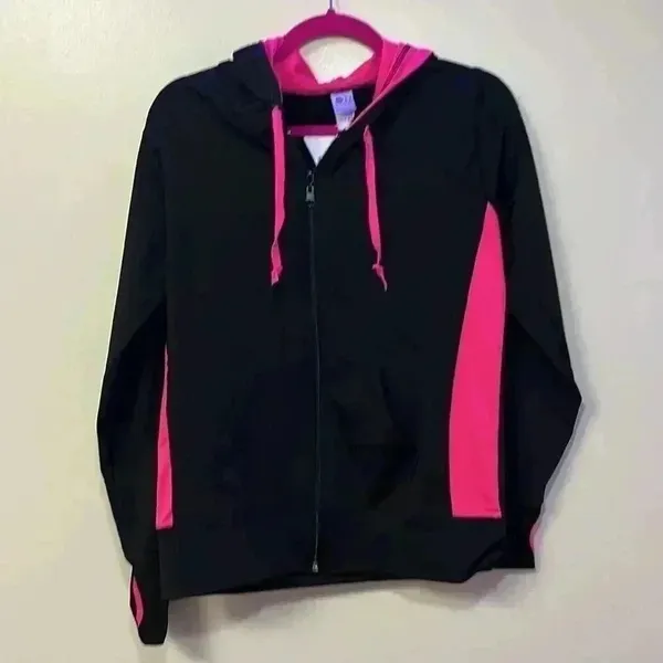 PINK - Victoria's Secret Hoodie with thumb holes Black/Pink Womens Size Medium - Image 2