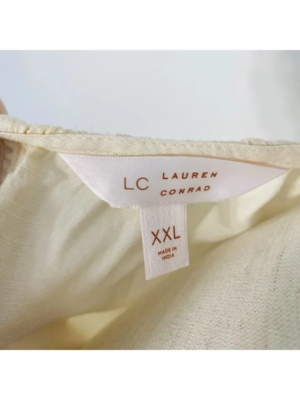 LC LAUREN CONRAD Beige Eyelet Sleeve Blouse - Image 6