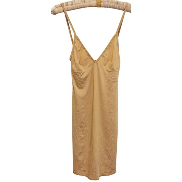 Y2K SNDYS Babydoll Satin Slip Dress XS Tan Beige Minimal Quiet Luxury Cocktail - Image 2