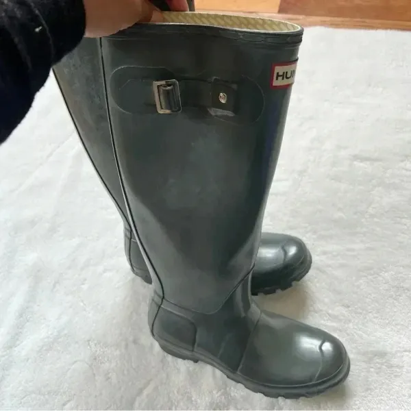 Hunter Original Gloss Tall Gray Rain Boots Size 5M 6F US. 37 - Image 3