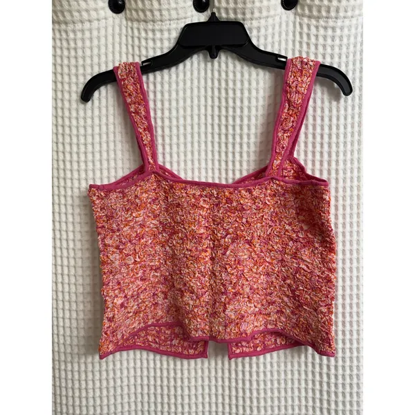 American Eagle Cropped Sleeveless Pink Floral Top Medium NE - Image 6