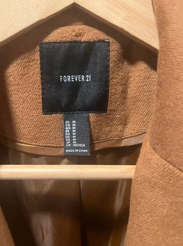 Womens Fall Tan Dress Coat Jacket M Forever21 - Image 7