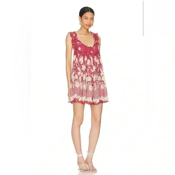 NWT Free People Intimately Bali Wild Daisy Slip Mini Dress Renaissance Red Combo - Image 6