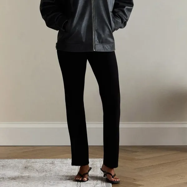 Quince Black Ponte Knit Ultra Stretch Straight Pull On Pants‎ - Image 2
