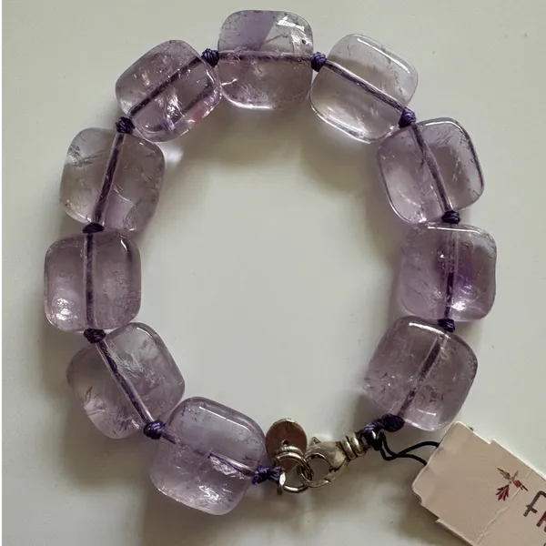 Peyote Bird Free Spirit Amethyst Sterling Silver Chunky Knotted Bracelet 8" NWT - Image 2