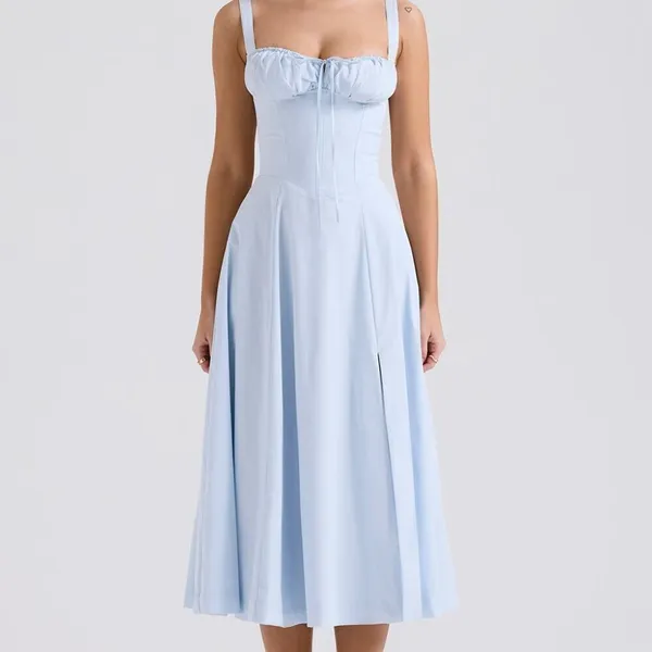 HOUSE OF CB 'Carmen' Soft Blue Cotton Bustier Sundress NWOT - Image 8