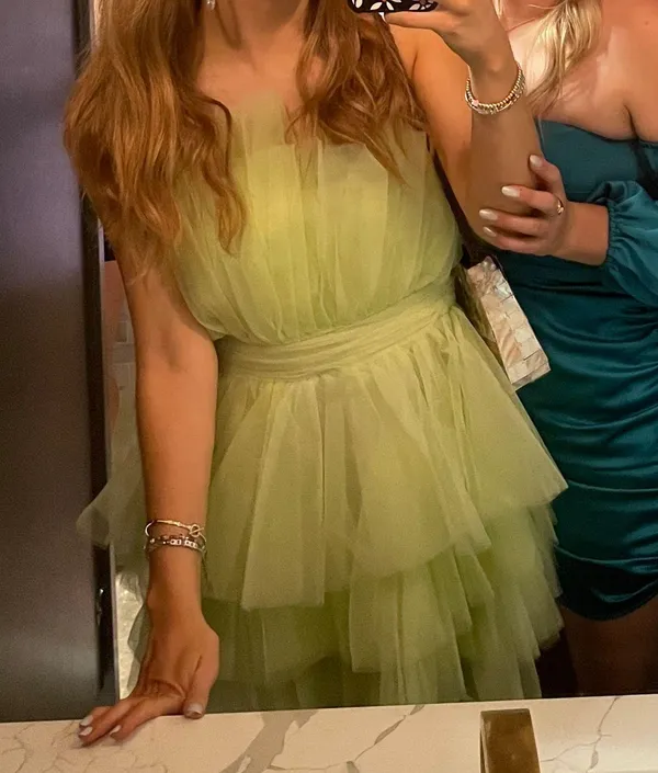 Missguided Green Tulle Dress - Image 2