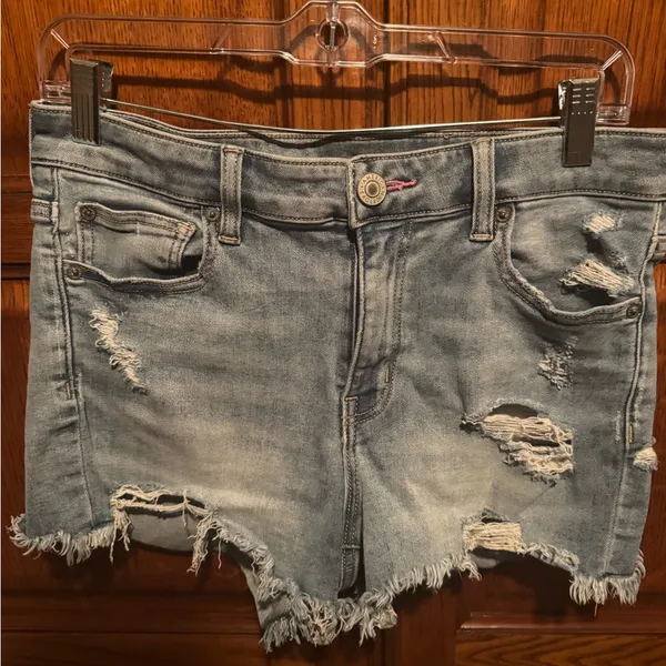 American Eagle Outfitters Light Blue Distressed Jean Shorts - Image 3