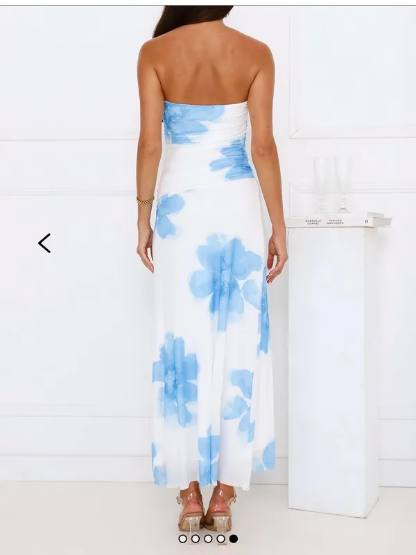 Hello Molly Strapless Mesh Maxi Dress Blue - Image 2
