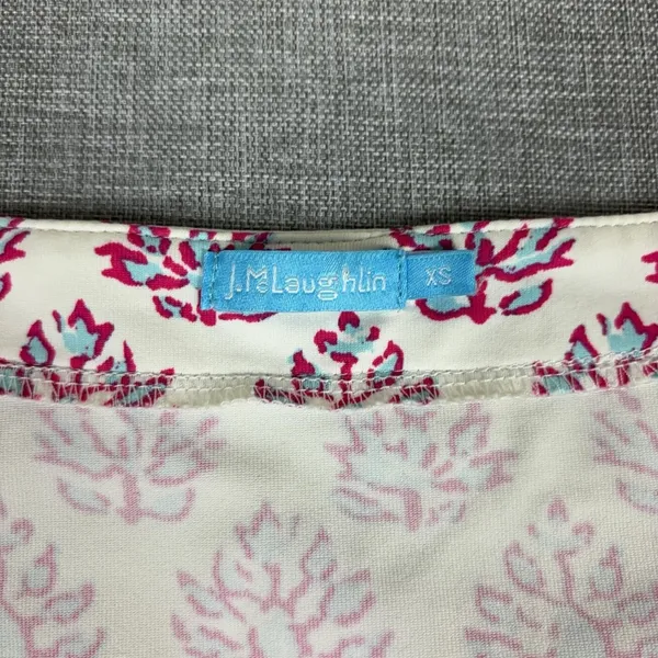 J McLaughlin Dress Womens XS Pink Floral Square Neck Fit Flare Jersey Casual - Image 3