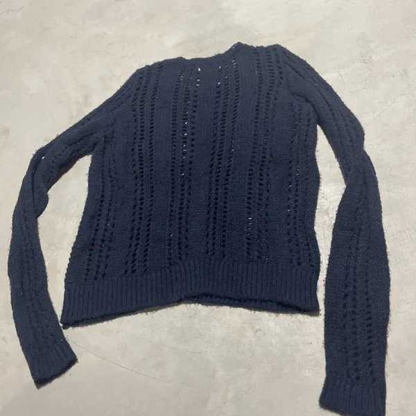 Y2K Babydoll Abercrombie Fitch Women's SZ L Navy Sweater Indie Sleaze Knit VTG - Image 8