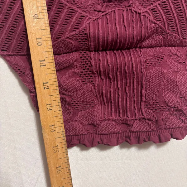 Seamless Lace Crop Cami Top‎ Women M/L Burgundy Boho Festival Romantic Fairy Y2K - Image 8