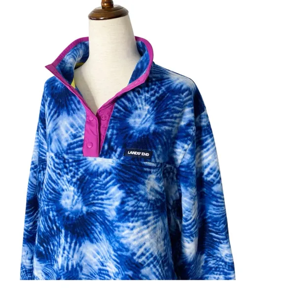 NWT LANDS' END Fleece Henley Pullover Jacket - Image 2