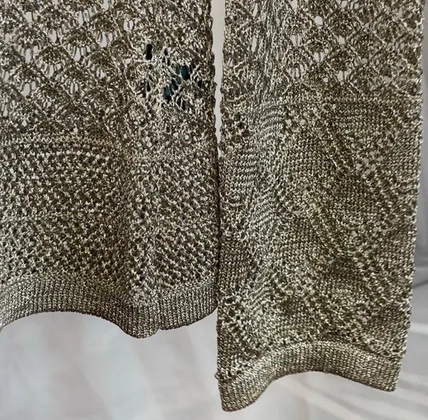 Lauren Ralph Lauren Women's Metallic Gold Long Sleeve Open Knit Pullover Sweater - Image 6