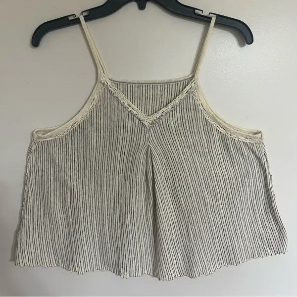 We the Free‎ Women's Size Medium Gray Cream Striped Tank Crop Top Flowy Summer - Image 11