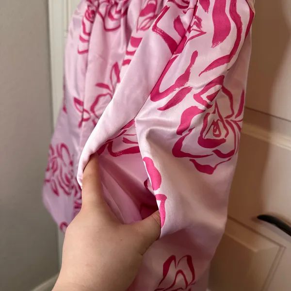 BNWT Maeve Baby Pink Hot Pink Rose Printed Babydoll Mini Dress - Image 7
