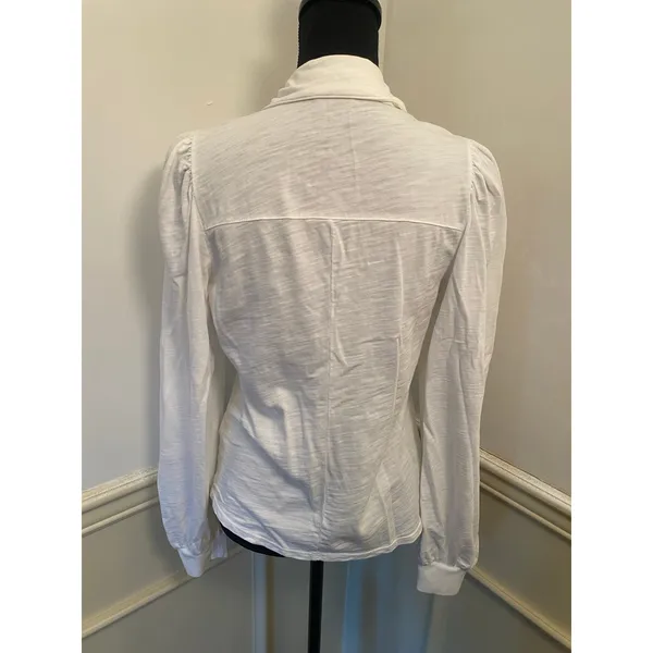 Nation Ltd The Desta Femme Button Up Top in Optic White w Gold Accents Cotton - Image 6