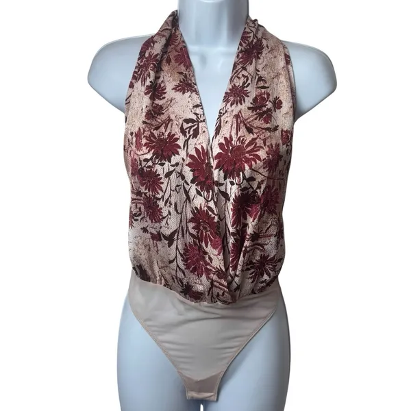 Intimately Free People There She Goes Floral Halter Bodysuit Romantic Combo XS - Image 3