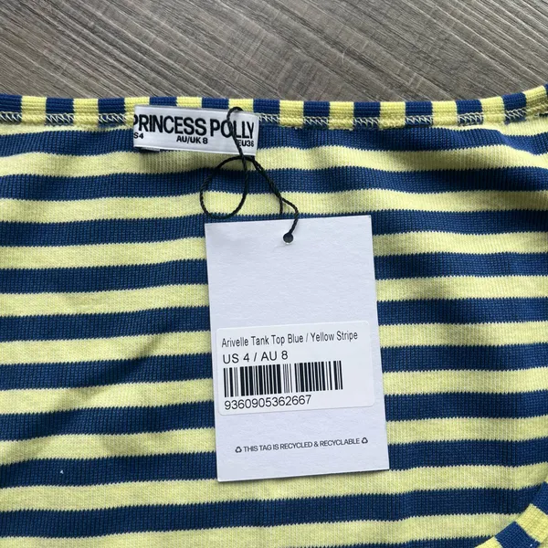 NWT Princess Polly Arivelle Tank Top Blue / Yellow Stripe - Image 4
