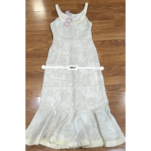 Alexis Zelda Cream Eyelet Embroidered Garden Midi Dress Sleeveless Size S - Image 6