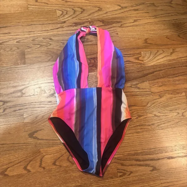 La Blanca L26116 Over The Horizon Plunge One Piece Swimsuit Multi Stripe Size 12 - Image 3