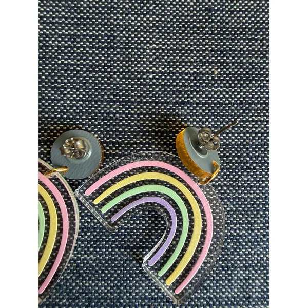 Rainbow Acrylic Dangle Earrings Pastel Pride Statement Earrings - Image 5