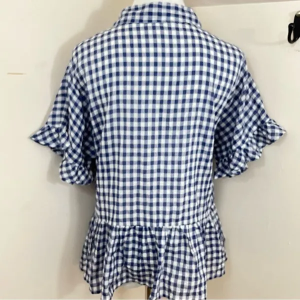 Dylan Gia Ruffles Blue and White Gingham Plaid XS - Image 5