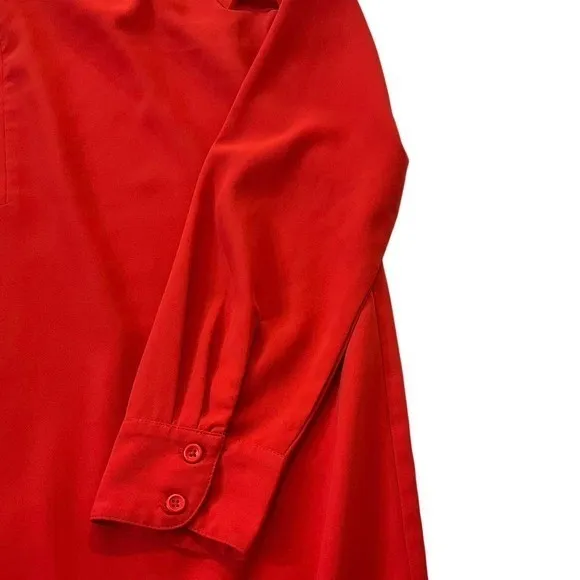Loft Women Size Small Red Dress Long Sleeve Split Crew Straight | 9-961 - Image 3