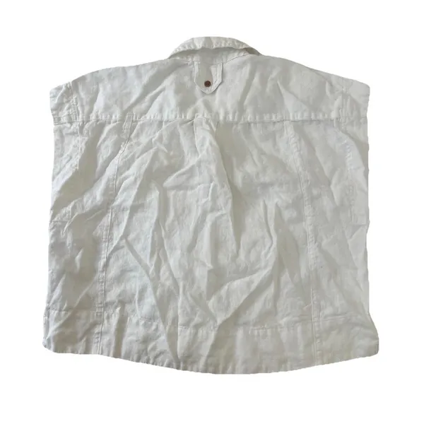 Madewell Womens Flap-Pocket Button Up Linen Shirt S Eyelet White Quiet Luxury - Image 4