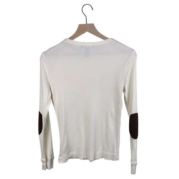 Vintage LRL Lauren Jeans Co Ralph Lauren Ribbed Elbow-Patch Top Size Small Ivory - Image 2