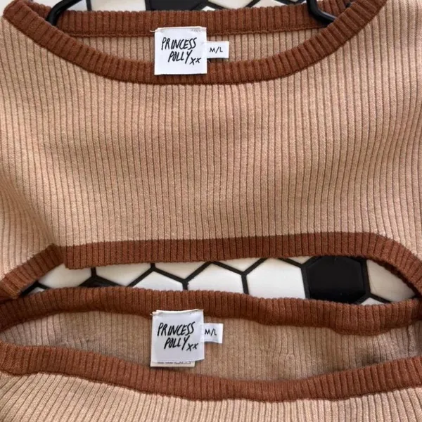 Princess Polly light pink beige brown shrug style knit bolero tube top - Image 3