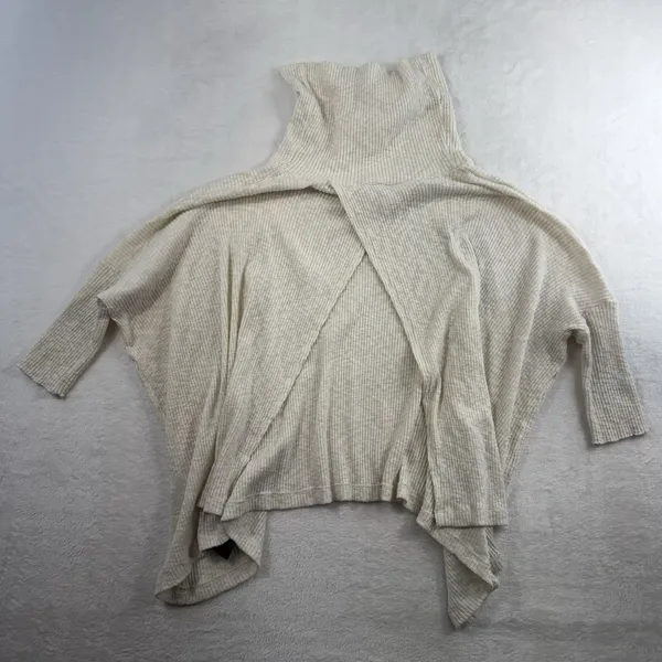 Free People Beach Sz M Top World Traveler‎ Ribbed Cowl Neck Dolman Split Back - Image 8