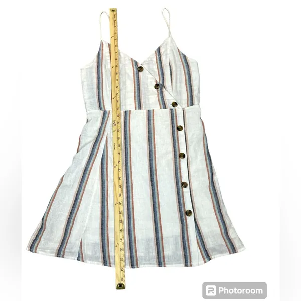 American Eagle AEO Linen Blend Striped Button Front Mini Dress Size Medium - Image 7