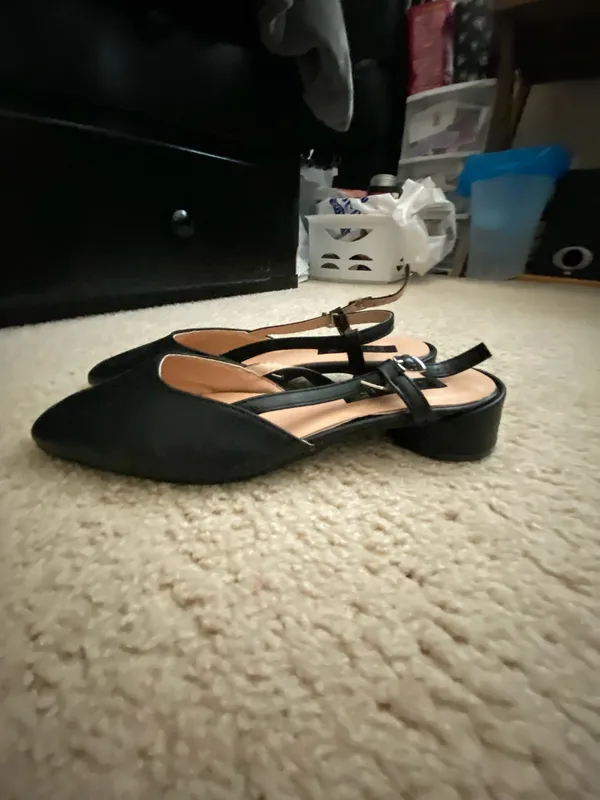 Shein Black Leather Block Kitten Heels - Image 4