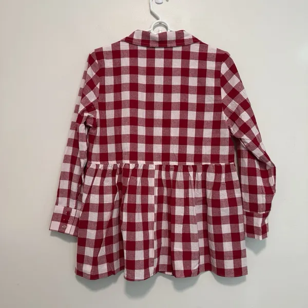 Pomander Place Tuckernuck Scarlett Red Gingham Cotton Button Down Blouse XS‎ - Image 7
