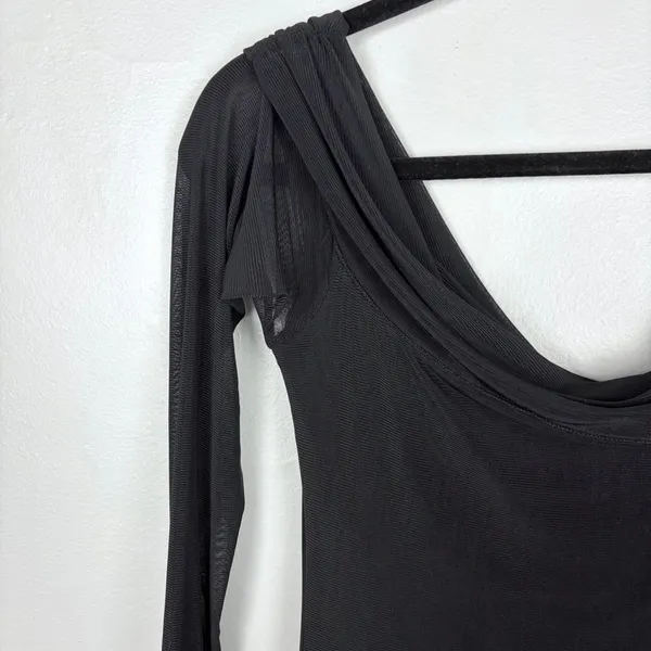 Motel Rocks Terika Bardot Dress Black Mesh Long Sleeve Maxi Evening Chic Large - Image 6