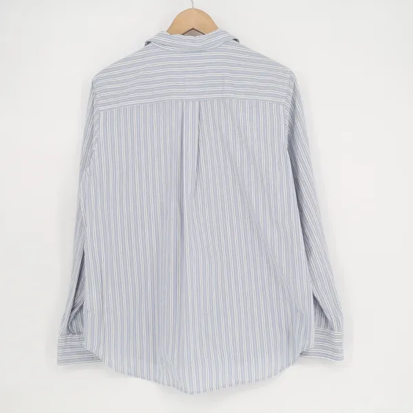Gap Shirt Womens L White Blue Striped Cotton Spread Collar Long Sleeve Button Up - Image 5