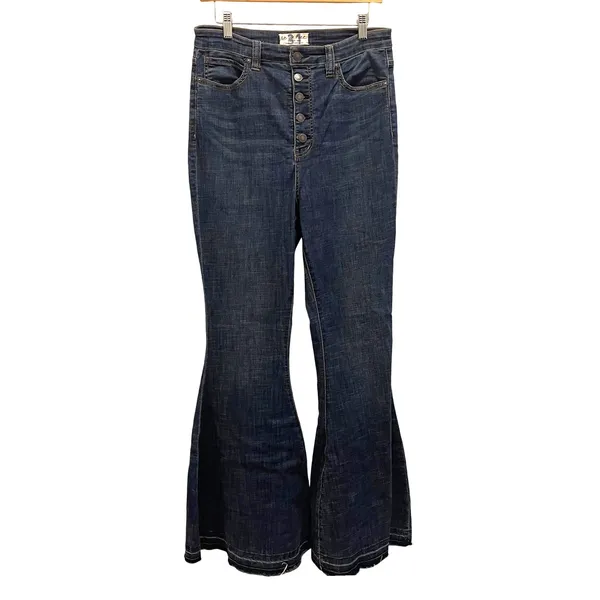 We The Free High‎ Rise Flare Jeans Dark Wash Button Fly Bell Bottoms - Image 2