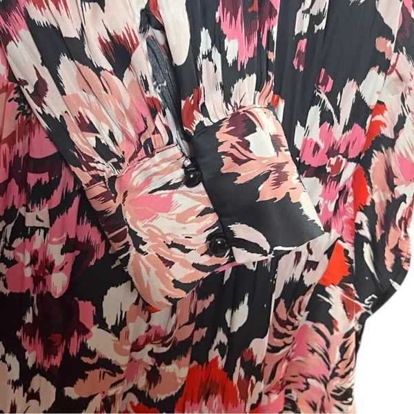 Lane Bryant Maxi Dress Faux Wrap Shawl Black Pink Floral Satin Women’s Size 18 - Image 12
