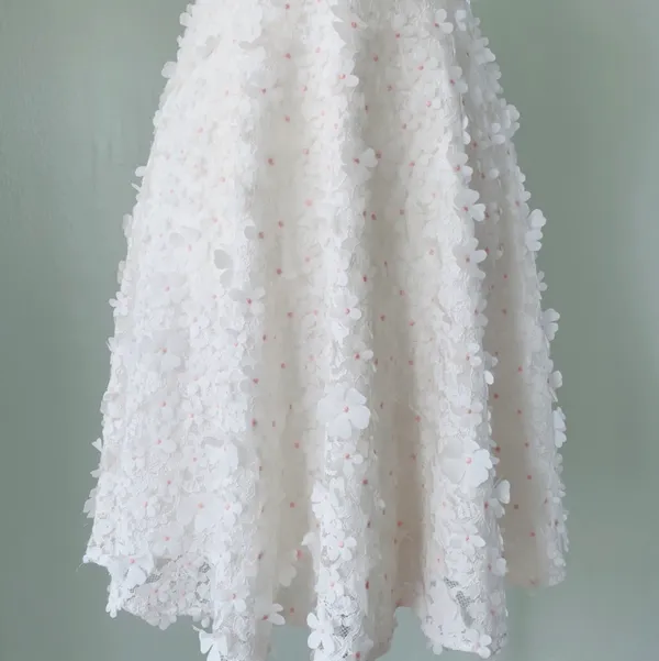 David's Bridal 3D Floral V Neck Dress - Image 5